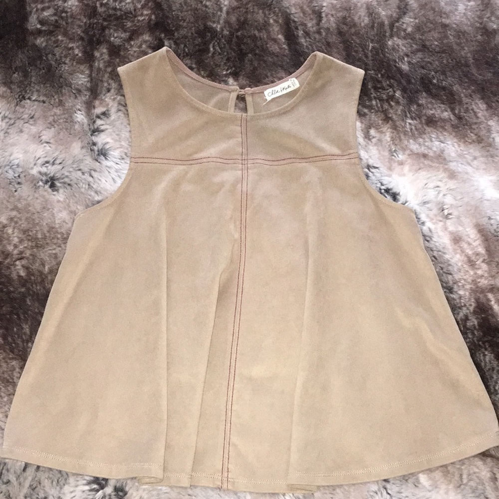 Tan faux suede drop top! Small